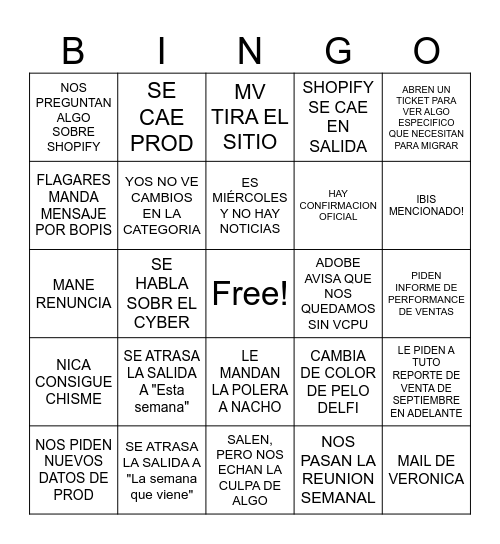 FSPSHOPIFY Bingo Card