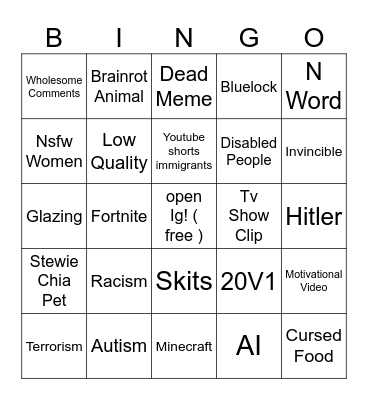 instagram bingos Bingo Card