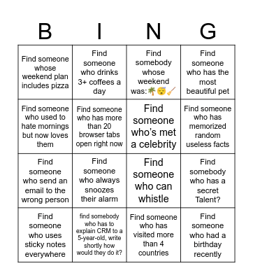 CRM/MOPs Bingo Game Bingo Card