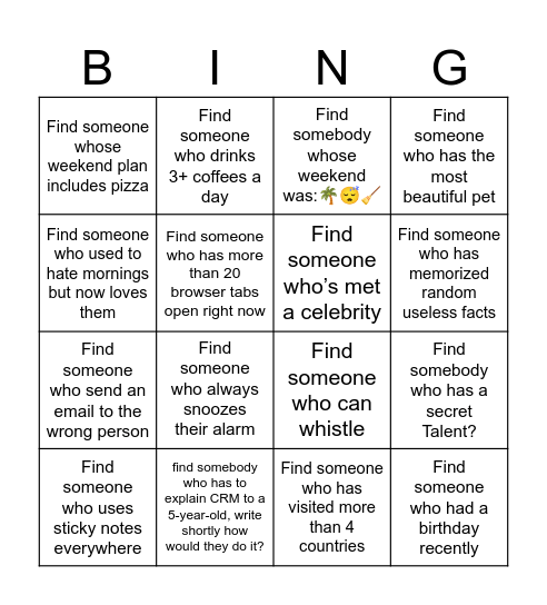 CRM/MOPs Bingo Game Bingo Card
