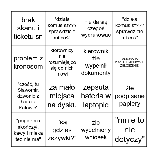 BINGO ACTIONOWSKIE! Bingo Card
