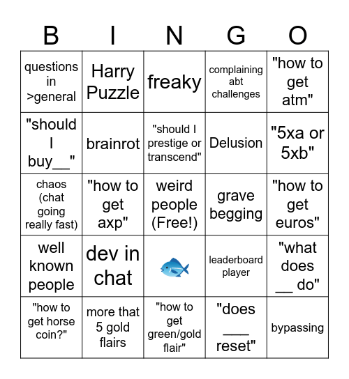 EUT Global Chat Bingo Card