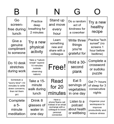 IGS Last Week of April Challenge Bingo Card