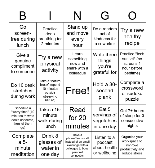 IGS Last Week of April Challenge Bingo Card