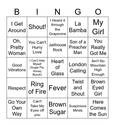 Musical Bingo! Bingo Card