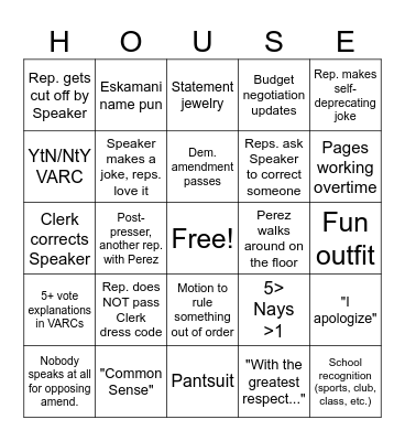 4/30 Session Bingo Card