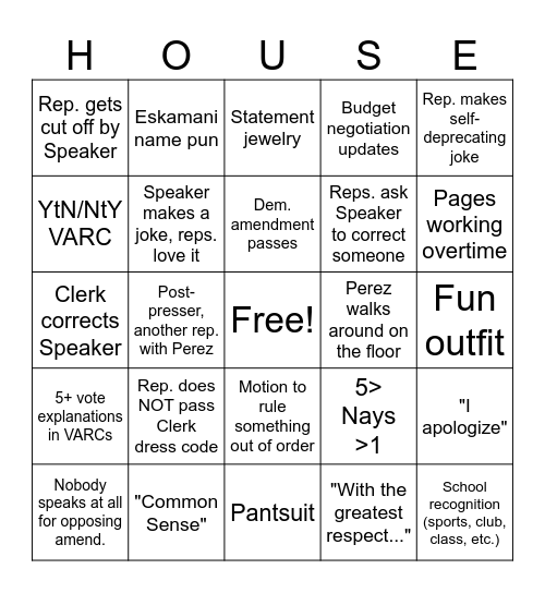 4/30 Session Bingo Card