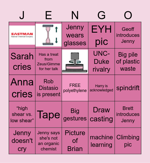 JENGO Bingo Card