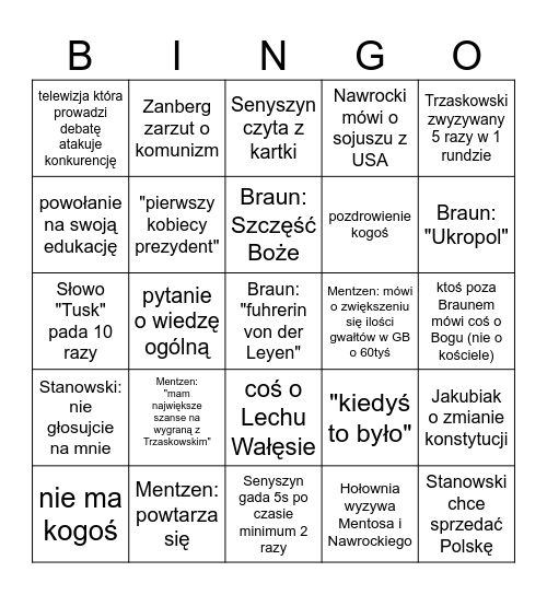 debata 28.04 Bingo Card