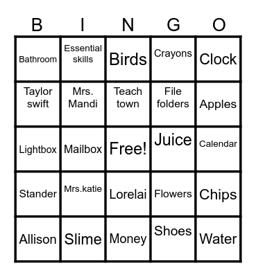 Essential Skills Bingo Card