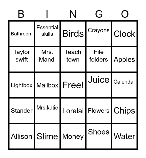 Essential Skills Bingo Card