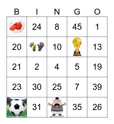 Soccer Bingo Card