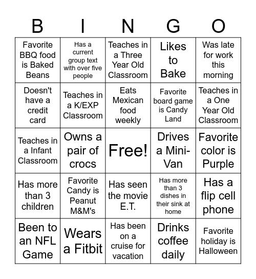 Teacher's Are the BEST! Bingo Card