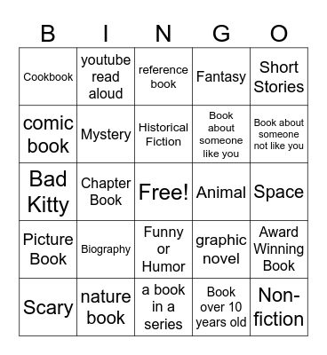 1st Grade Genre Bingo Card