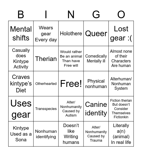 Alterhuman bingo Card