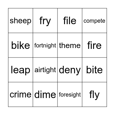 Long Vowel Bing0 Bingo Card