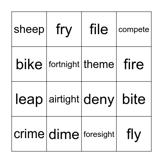 Long Vowel Bing0 Bingo Card