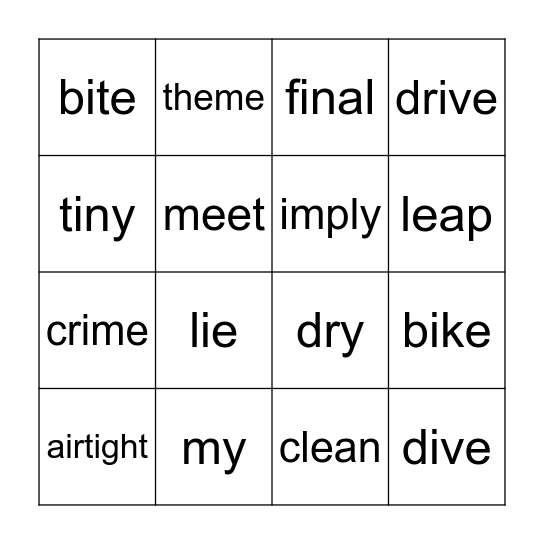 Long Vowel Bing0 Bingo Card