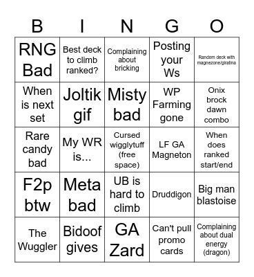 PTCGP Bingo Card