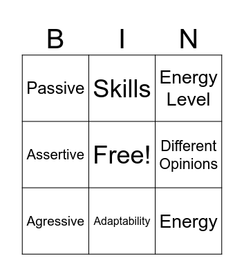 Be More Assertive Bingo Card