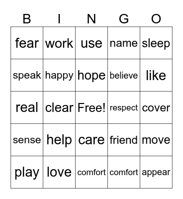 Affix BINGO Card