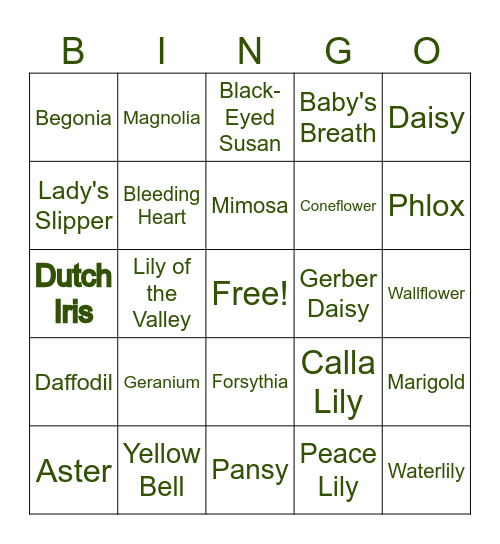 Flowers in Bloom Bingo! Bingo Card