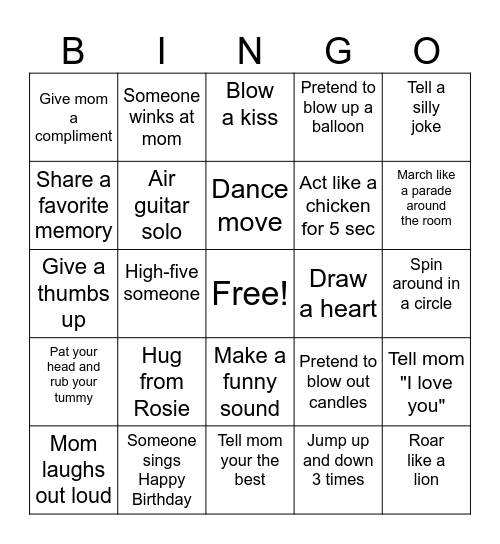 Noemy BDay Bingo Card