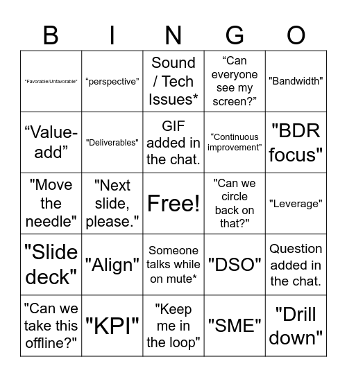 April Townhall BINGO Card