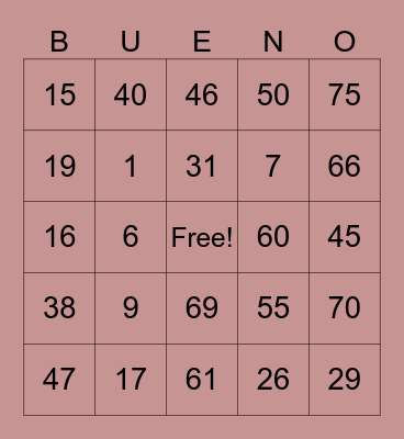 Bingo Card