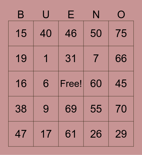 Bingo Card
