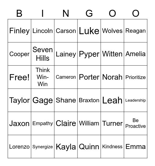 STUDENT LIGHT HOUSE Bingo Card