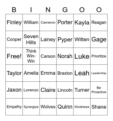 STUDENT LIGHT HOUSE Bingo Card