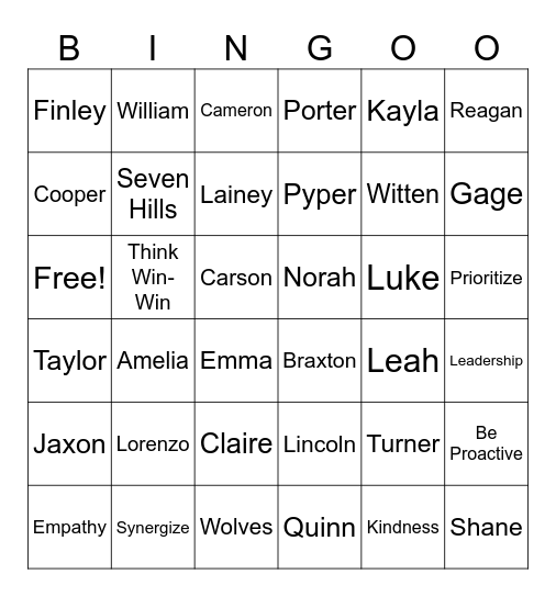 STUDENT LIGHT HOUSE Bingo Card