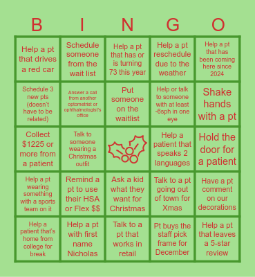 DECEMBER TEG BINGO Card