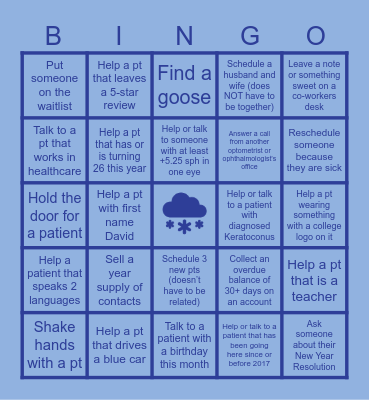 JANUARY TEG BINGO Card