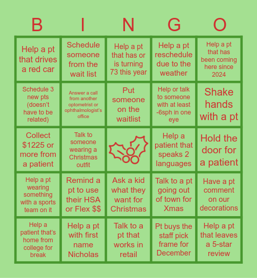 DECEMBER TEG BINGO Card