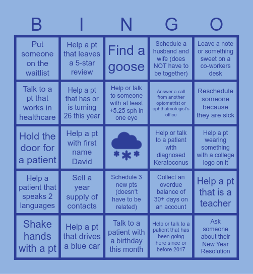 JANUARY TEG BINGO Card