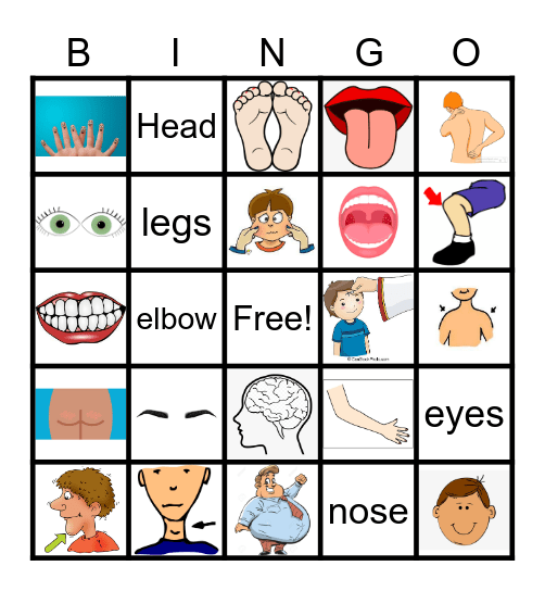 ESL Body Parts Bingo Card