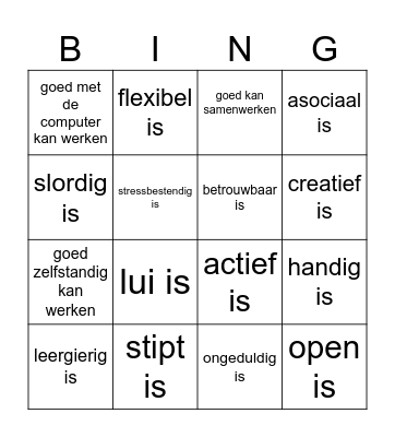 Zoek iemand die ... Bingo Card