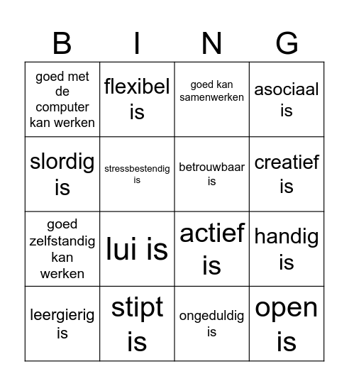 Zoek iemand die ... Bingo Card