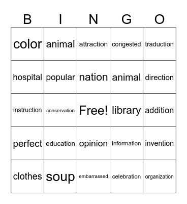 Cognados Bingo Card