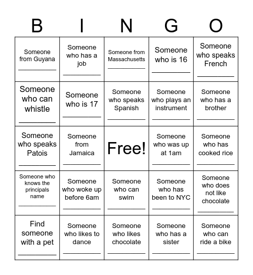 Mrs. Sicord's Bingo Lesson Bingo Card