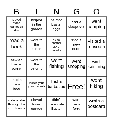 Easter holiday bingo Card