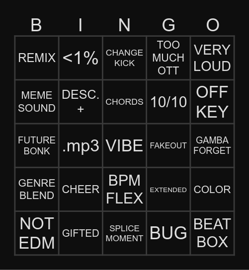 FEEDBACK BINGU Bingo Card