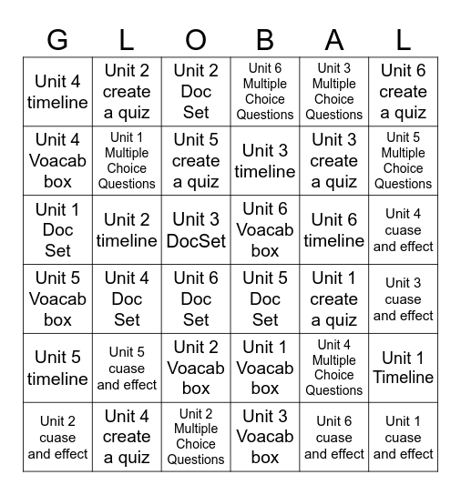 Regents Review Bingo :) Bingo Card