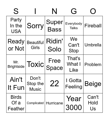Good Throwbacks Bingo Card