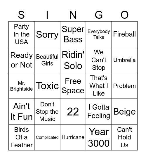 Good Throwbacks Bingo Card