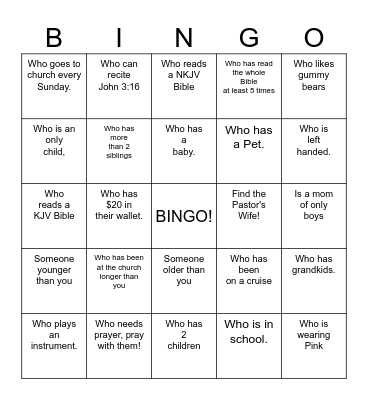 Find someone who... Bingo Card