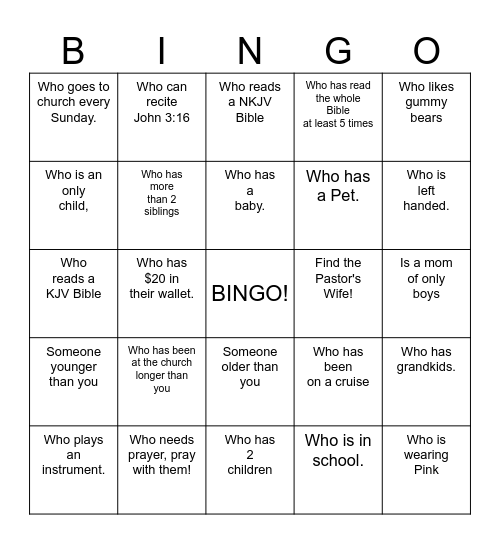 Find someone who... Bingo Card