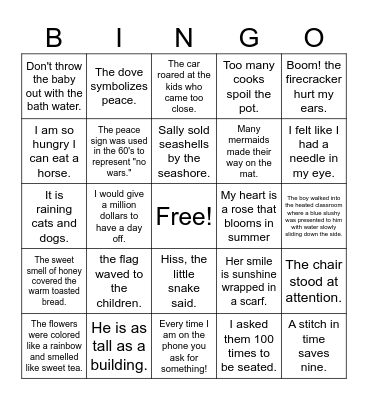 figurative langauge Bingo Card